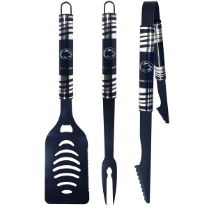 navy bbq tool set: spatula, fork, tongs with Penn State and Athletic Logo